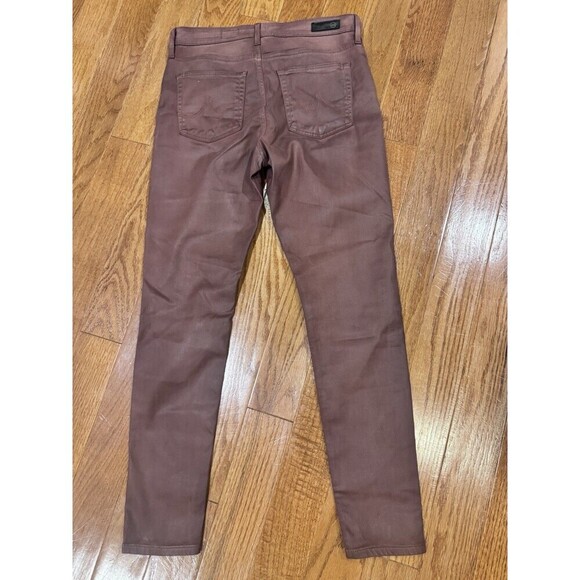 AG Farrah Skinny Ankle Jean 29R High Rise Coated Leatherette Burgundy Western - Picture 6 of 9